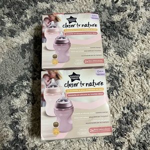 2 Pack tommee tippee closer to nature soft silicone 9oz 0m+ baby bottle biberons